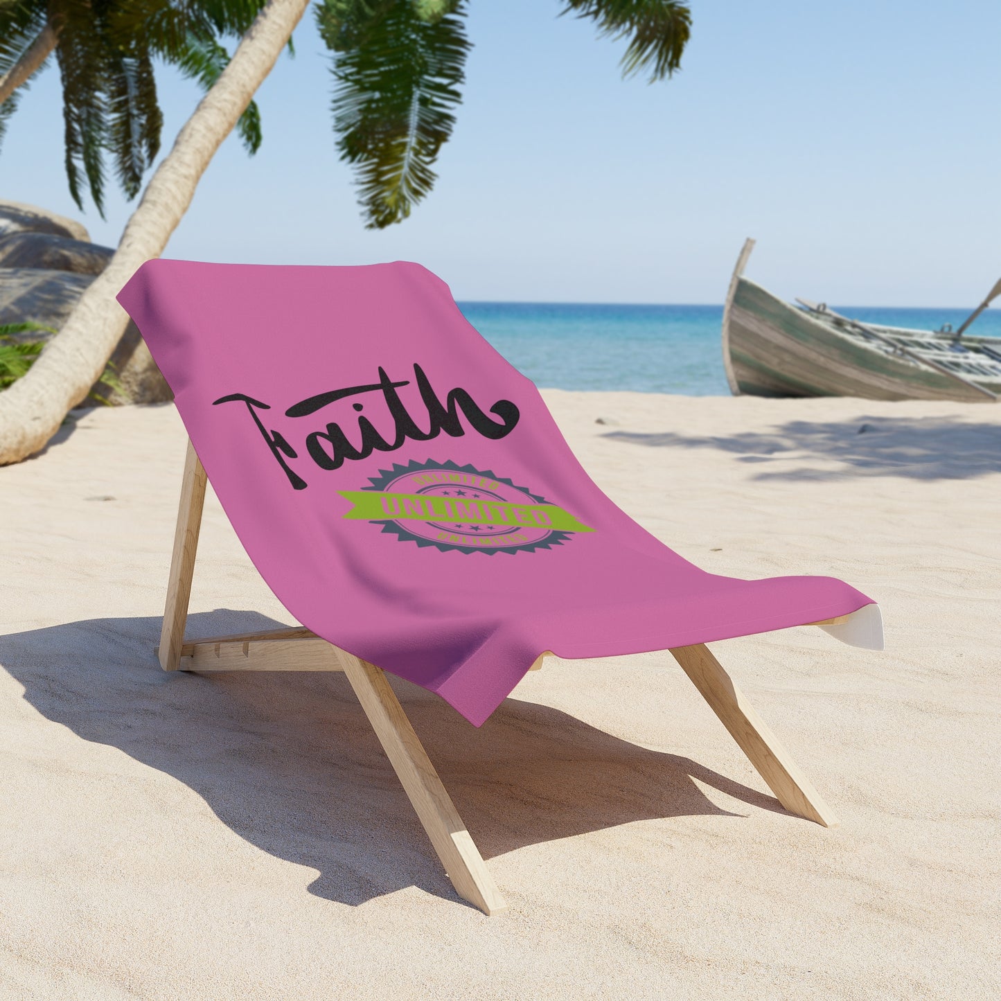 Faith Unlimited Beach Towel - Inspirational Pink Towel for Summer Fun & Relaxation