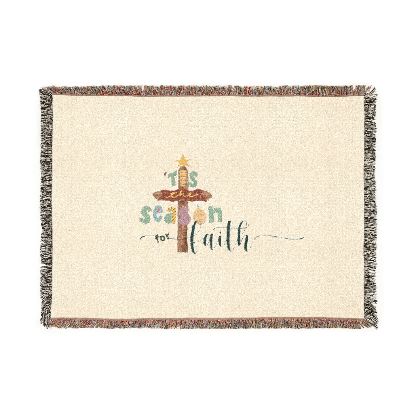 Faith Cross Woven Blanket — "It's Season of Faith" Inspirational Throw