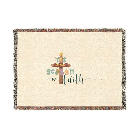Faith Cross Woven Blanket — "It's Season of Faith" Inspirational Throw