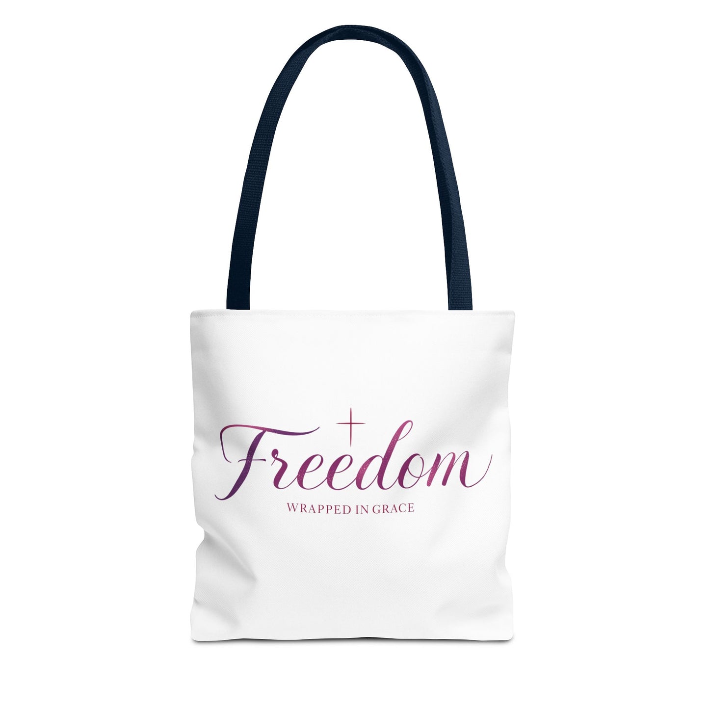 Freedom Tote Bag — "Freedom Wrapped in Grace" Inspirational Christian Canvas Tote
