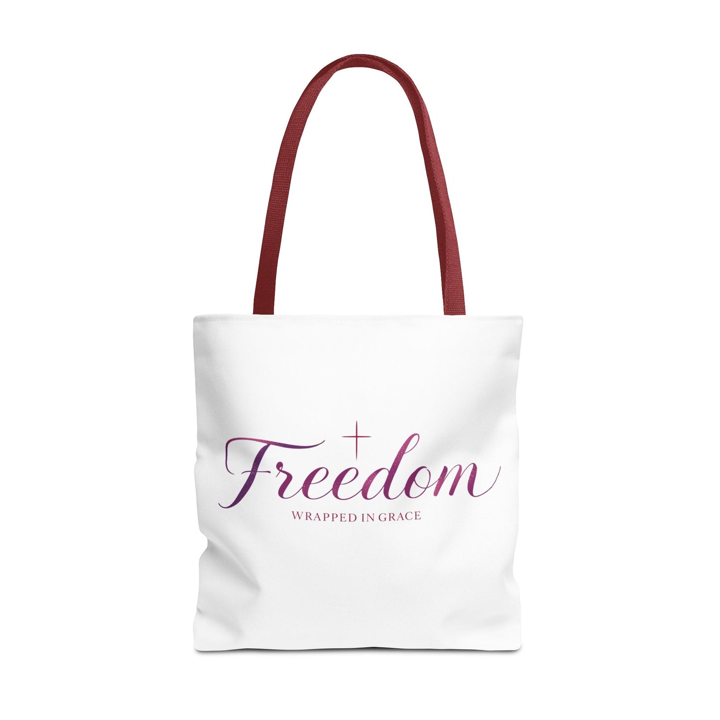 Freedom Tote Bag — "Freedom Wrapped in Grace" Inspirational Christian Canvas Tote