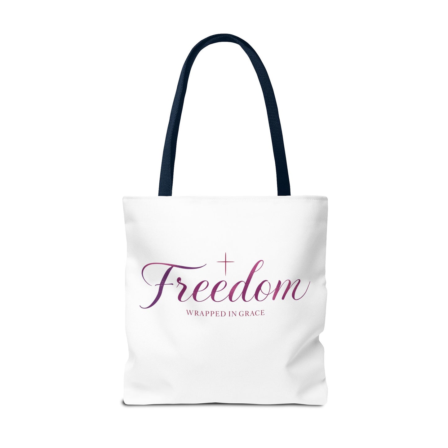 Freedom Tote Bag — "Freedom Wrapped in Grace" Inspirational Christian Canvas Tote