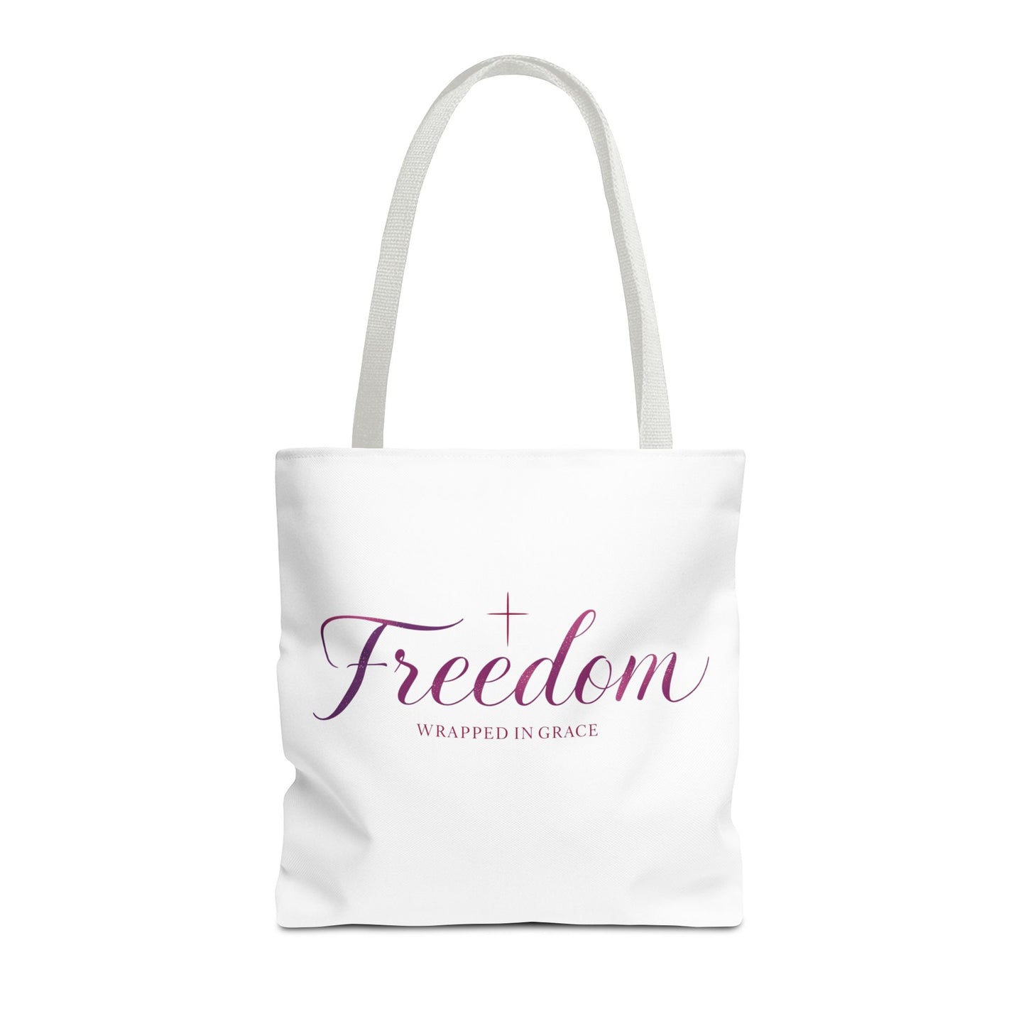 Freedom Tote Bag — "Freedom Wrapped in Grace" Inspirational Christian Canvas Tote