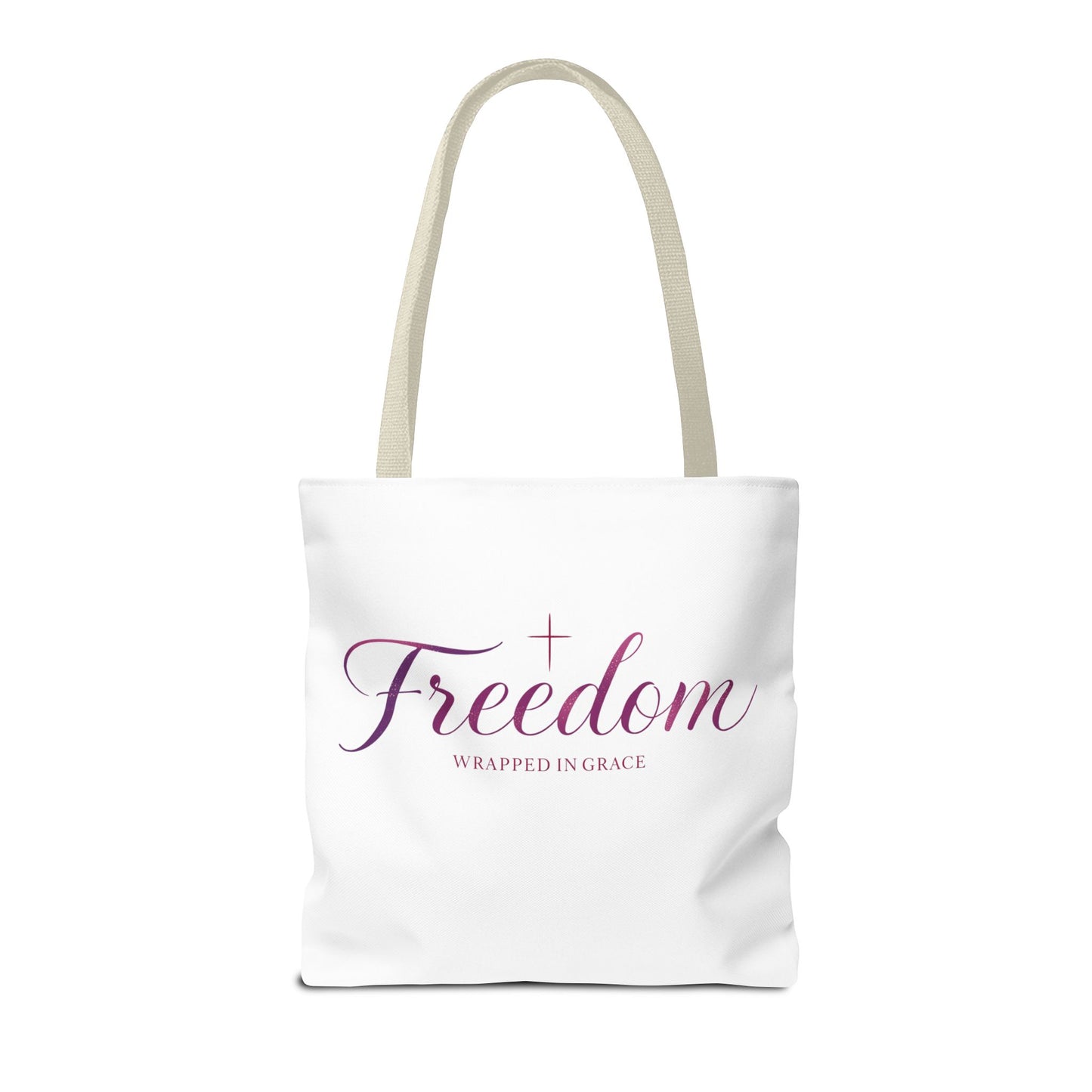 Freedom Tote Bag — "Freedom Wrapped in Grace" Inspirational Christian Canvas Tote