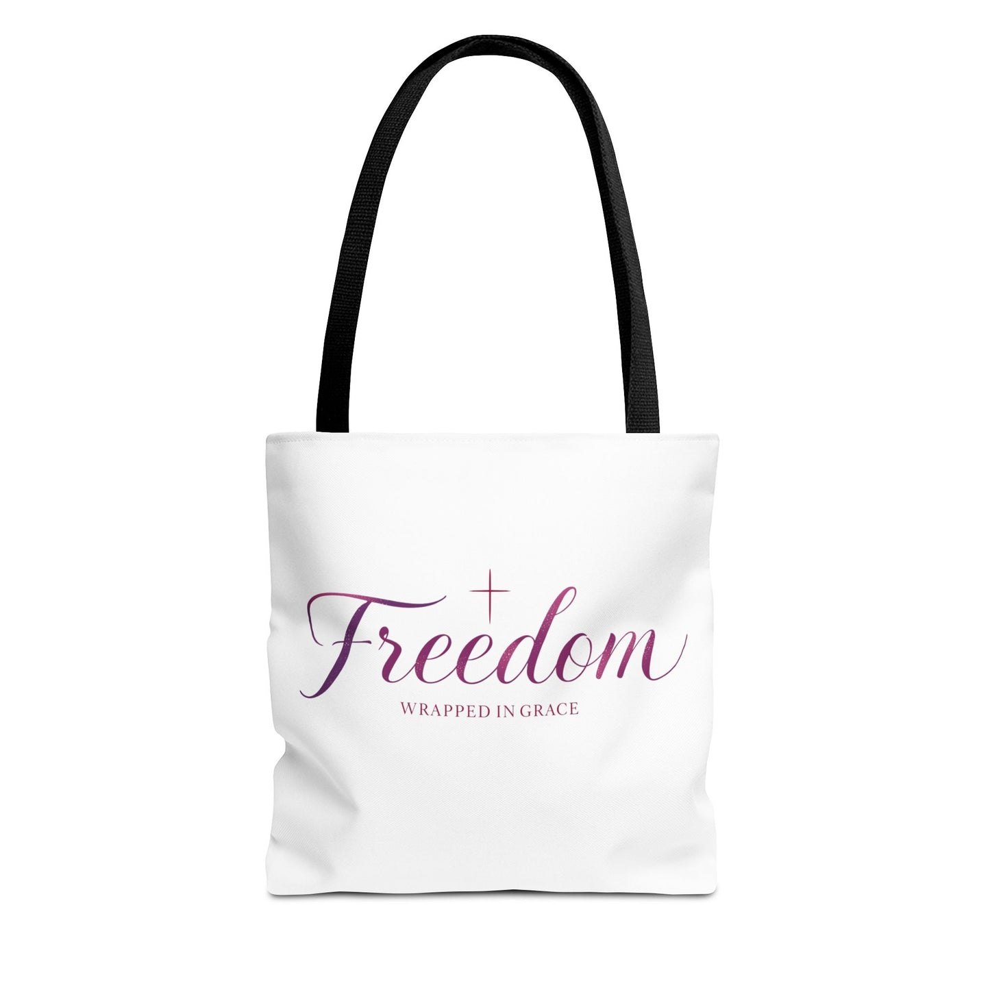 Freedom Tote Bag — "Freedom Wrapped in Grace" Inspirational Christian Canvas Tote
