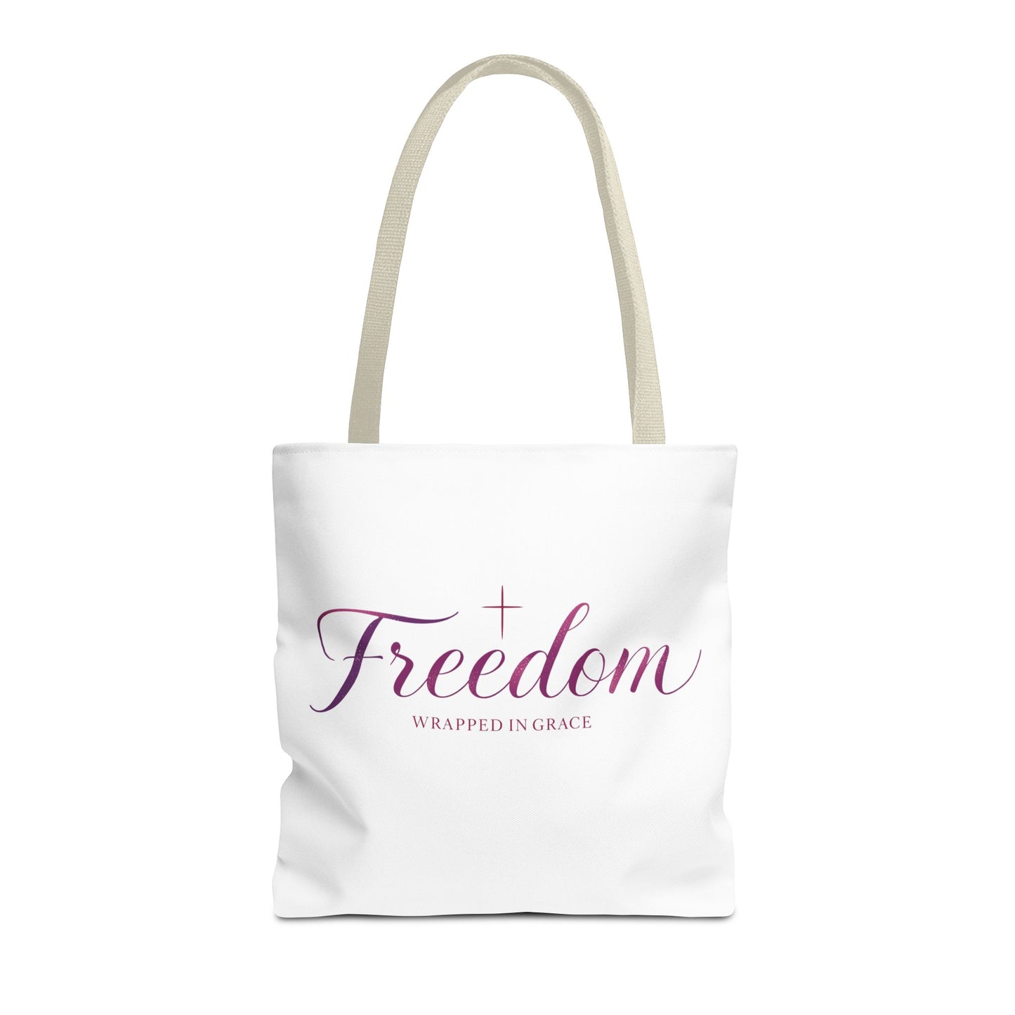 Freedom Tote Bag — "Freedom Wrapped in Grace" Inspirational Christian Canvas Tote