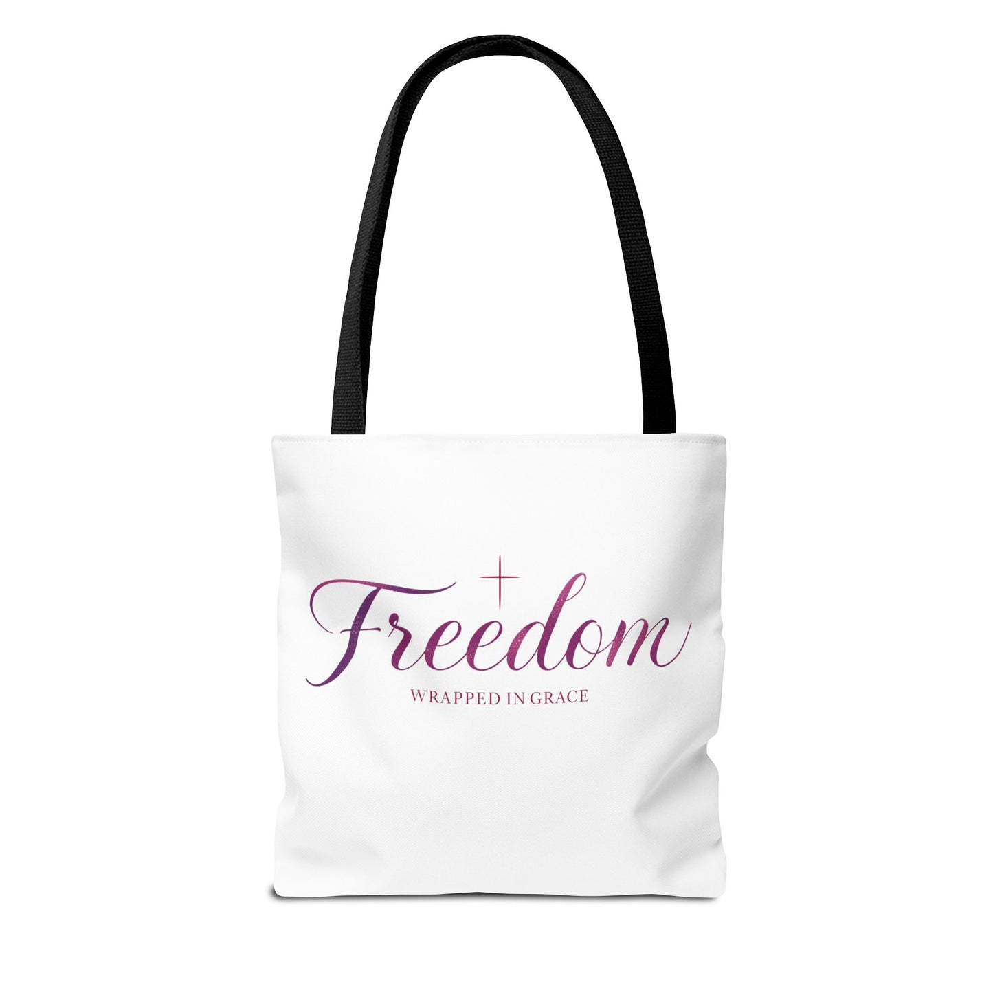 Freedom Tote Bag — "Freedom Wrapped in Grace" Inspirational Christian Canvas Tote