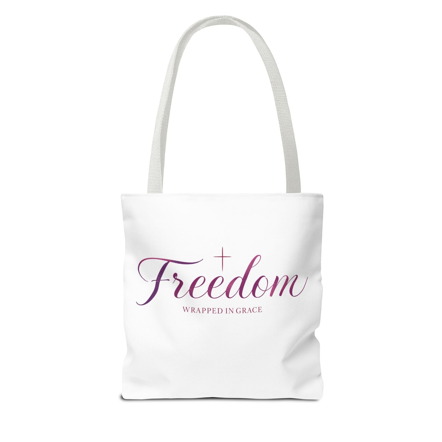 Freedom Tote Bag — "Freedom Wrapped in Grace" Inspirational Christian Canvas Tote