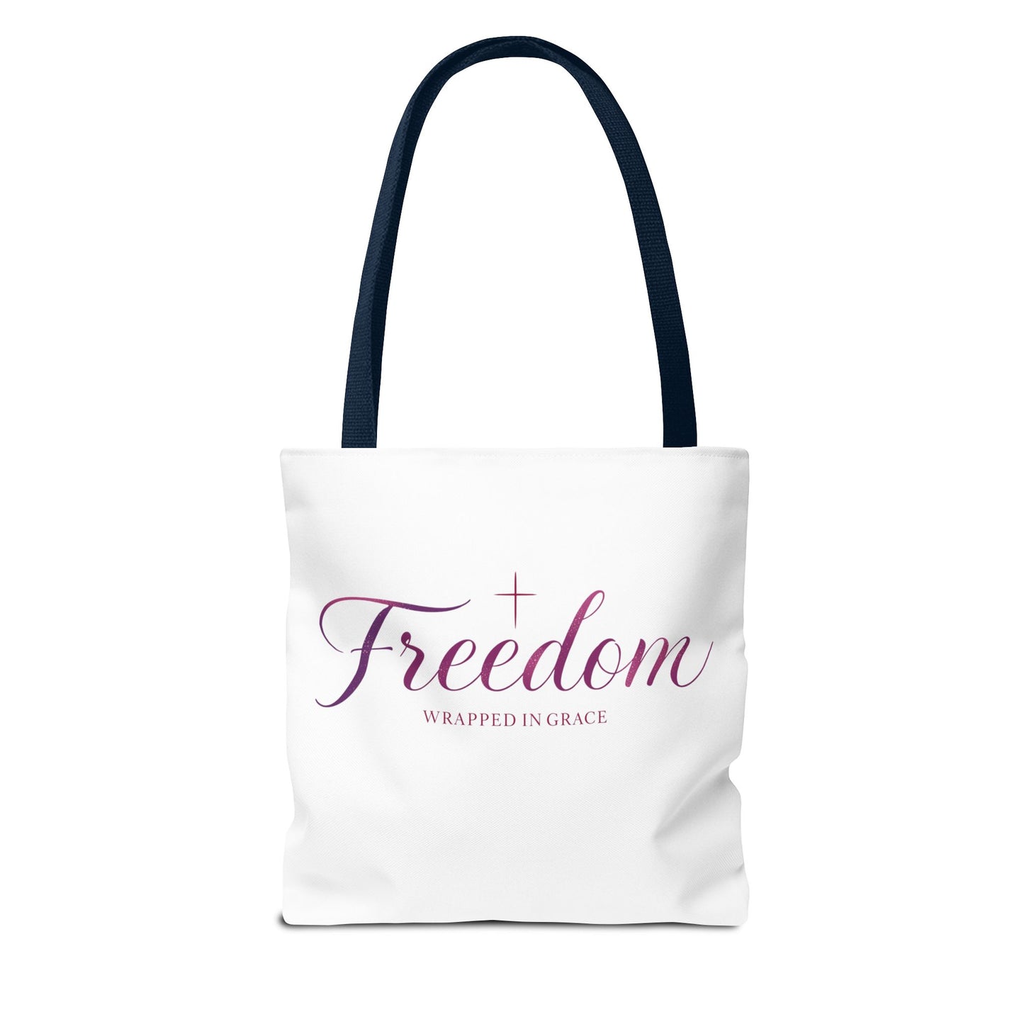 Freedom Tote Bag — "Freedom Wrapped in Grace" Inspirational Christian Canvas Tote