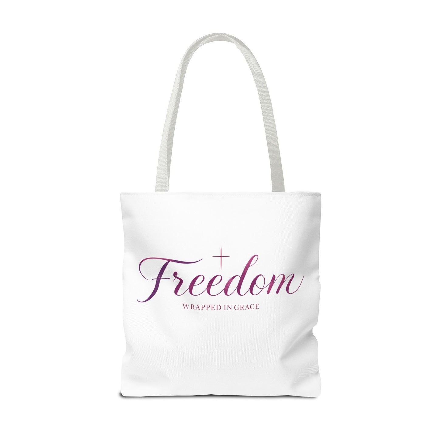Freedom Tote Bag — "Freedom Wrapped in Grace" Inspirational Christian Canvas Tote