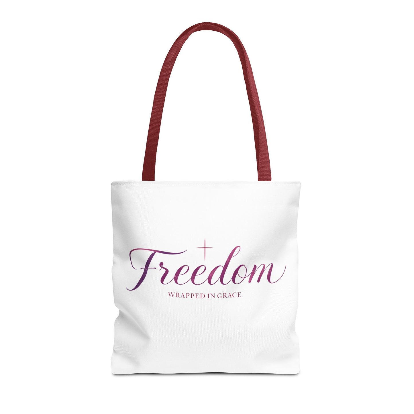 Freedom Tote Bag — "Freedom Wrapped in Grace" Inspirational Christian Canvas Tote