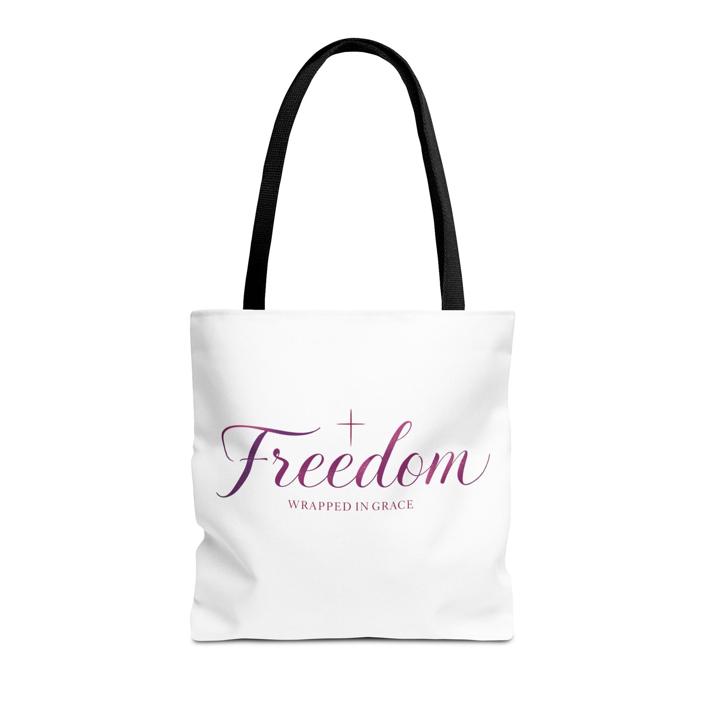 Freedom Tote Bag — "Freedom Wrapped in Grace" Inspirational Christian Canvas Tote
