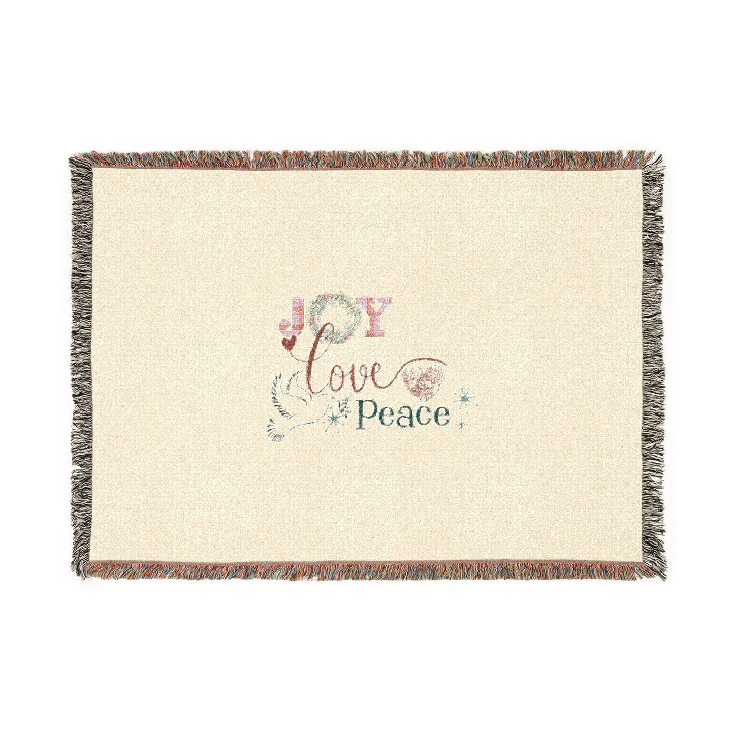 Christmas Woven Blanket — Joy Love Peace Pastel Vintage Throw