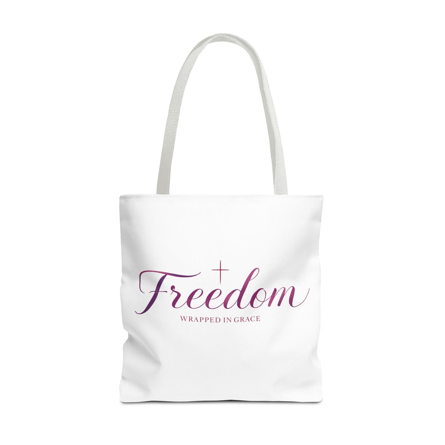 Freedom Tote Bag — "Freedom Wrapped in Grace" Inspirational Christian Canvas Tote