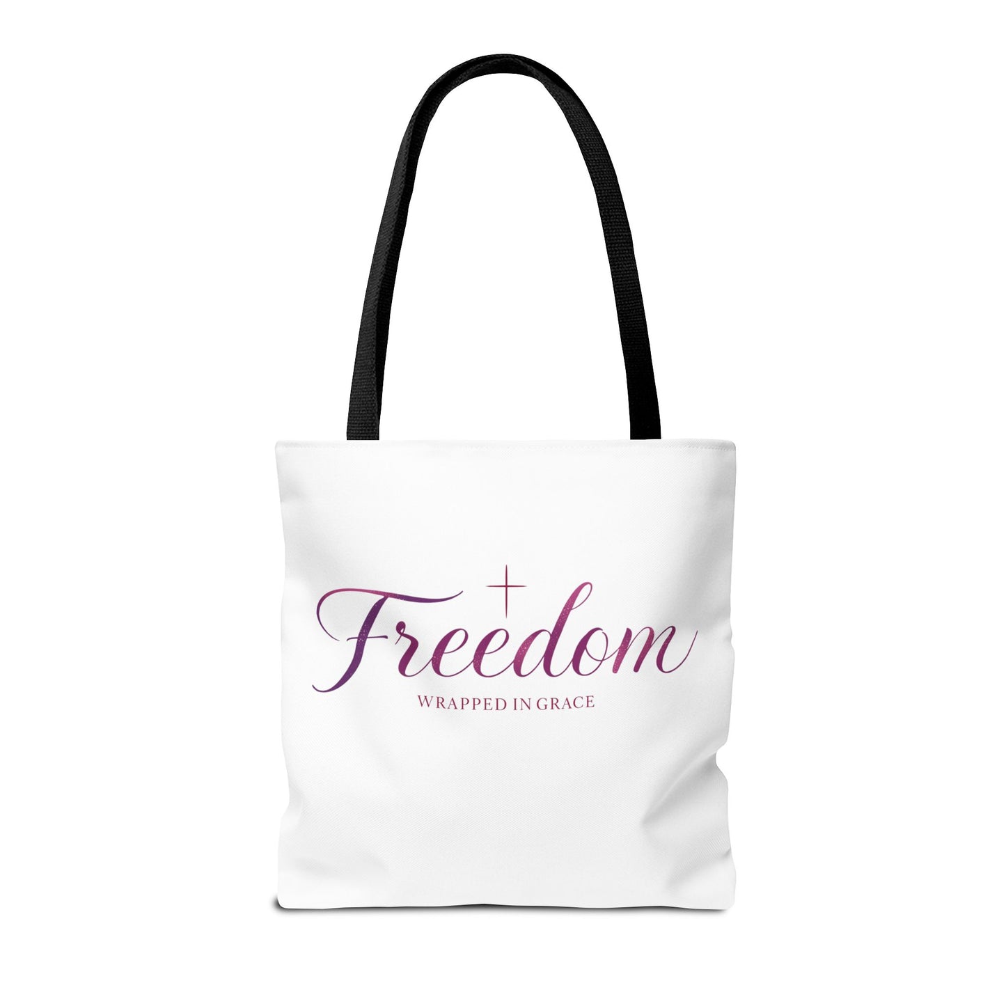 Freedom Tote Bag — "Freedom Wrapped in Grace" Inspirational Christian Canvas Tote