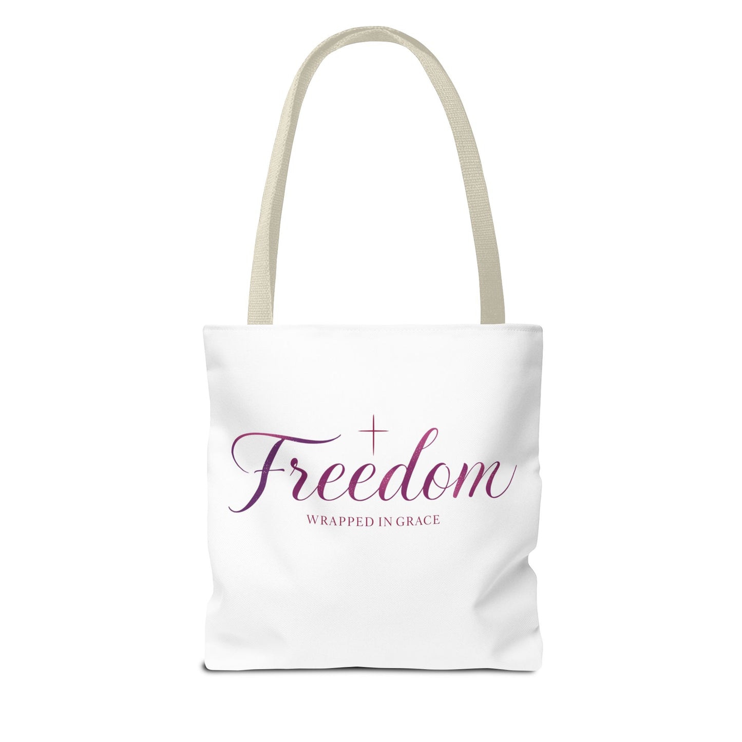 Freedom Tote Bag — "Freedom Wrapped in Grace" Inspirational Christian Canvas Tote