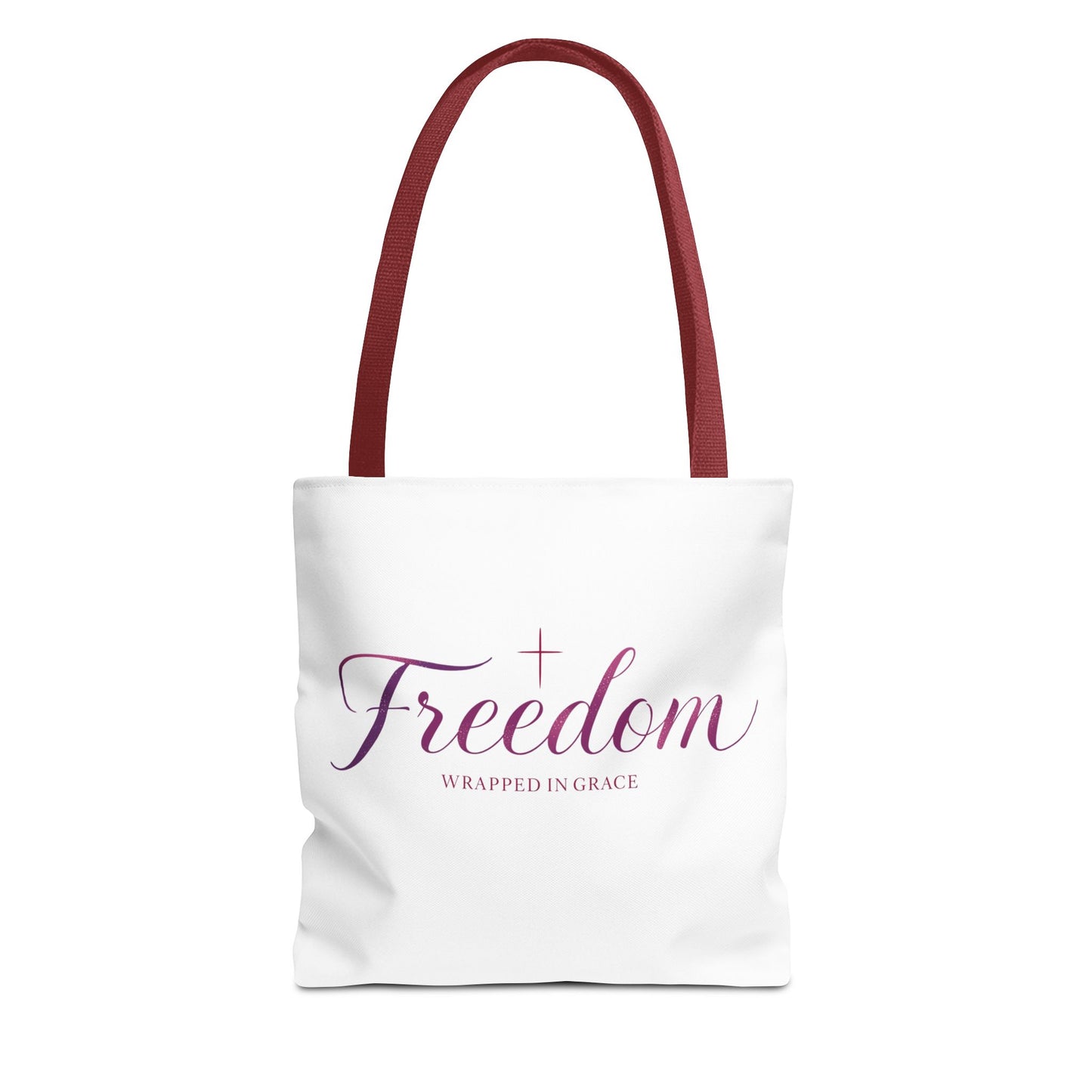 Freedom Tote Bag — "Freedom Wrapped in Grace" Inspirational Christian Canvas Tote