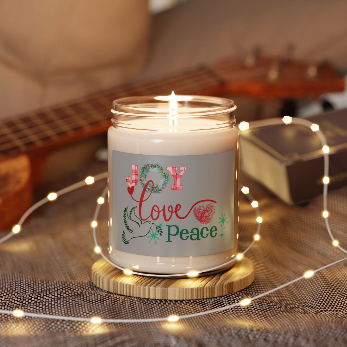 Joy Love Peace Scented Soy Candle — 9oz Holiday Fragrance Jar