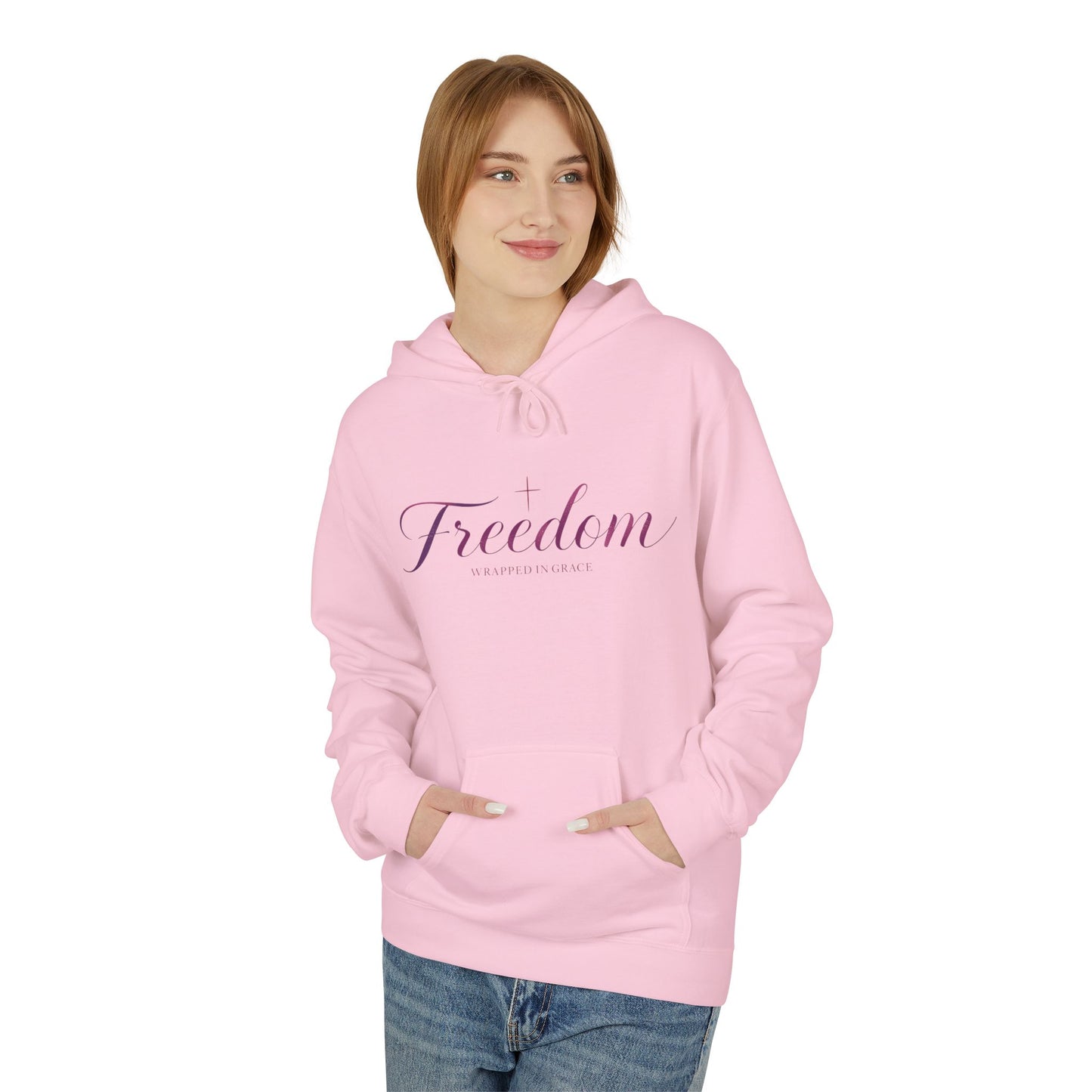 Freedom Hoodie — Inspirational "Freedom Wrapped in Grace" Fleece Pullover