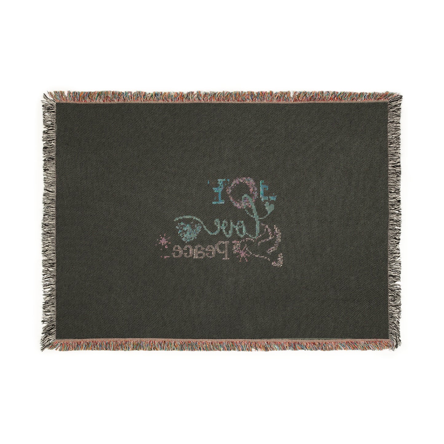 Christmas Woven Blanket — Joy Love Peace Pastel Vintage Throw