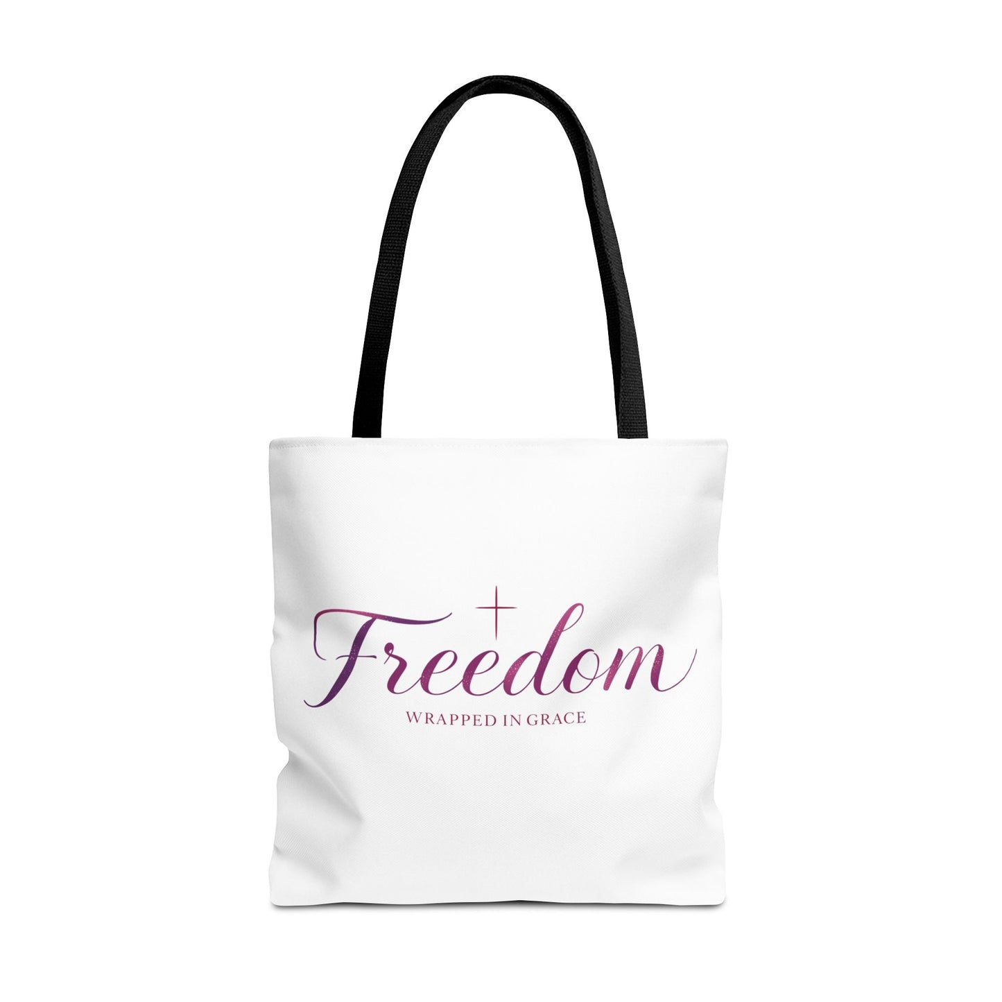 Freedom Tote Bag — "Freedom Wrapped in Grace" Inspirational Christian Canvas Tote