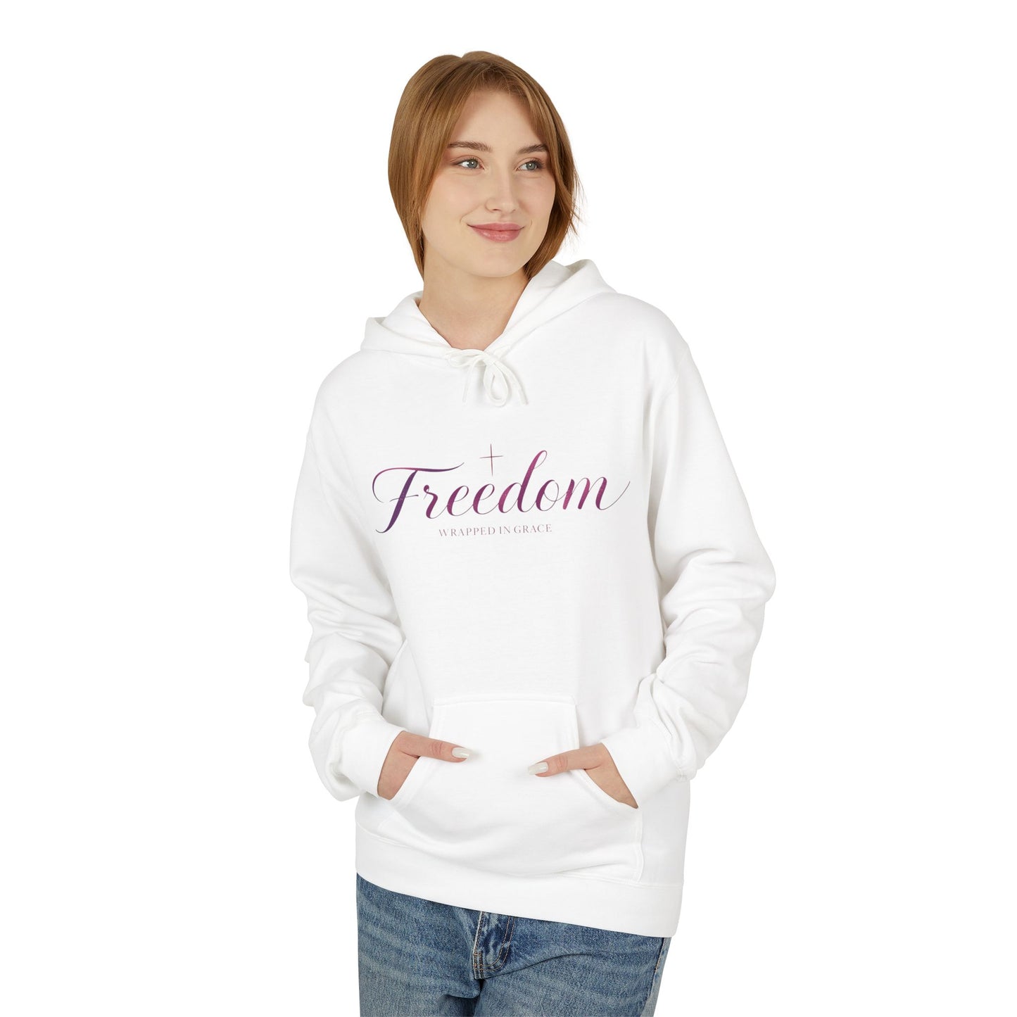 Freedom Hoodie — Inspirational "Freedom Wrapped in Grace" Fleece Pullover