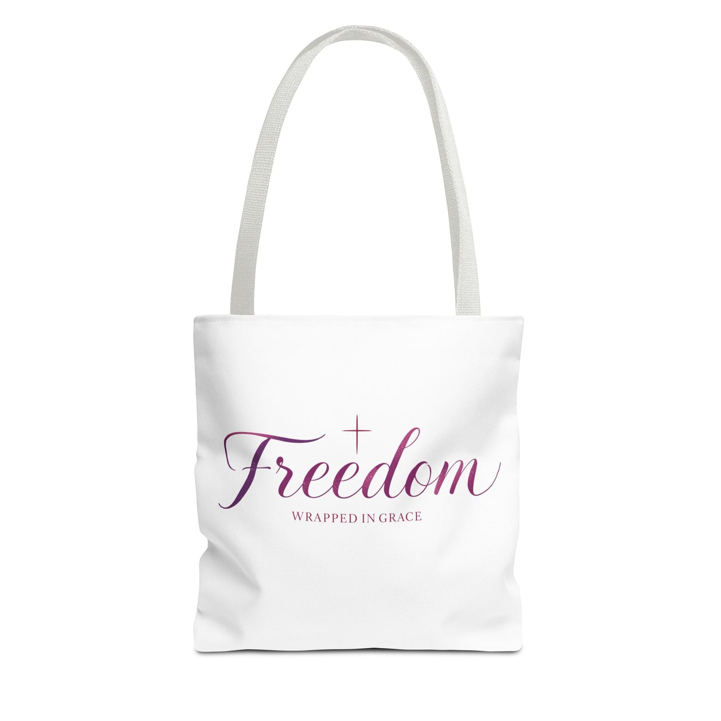Freedom Tote Bag — "Freedom Wrapped in Grace" Inspirational Christian Canvas Tote
