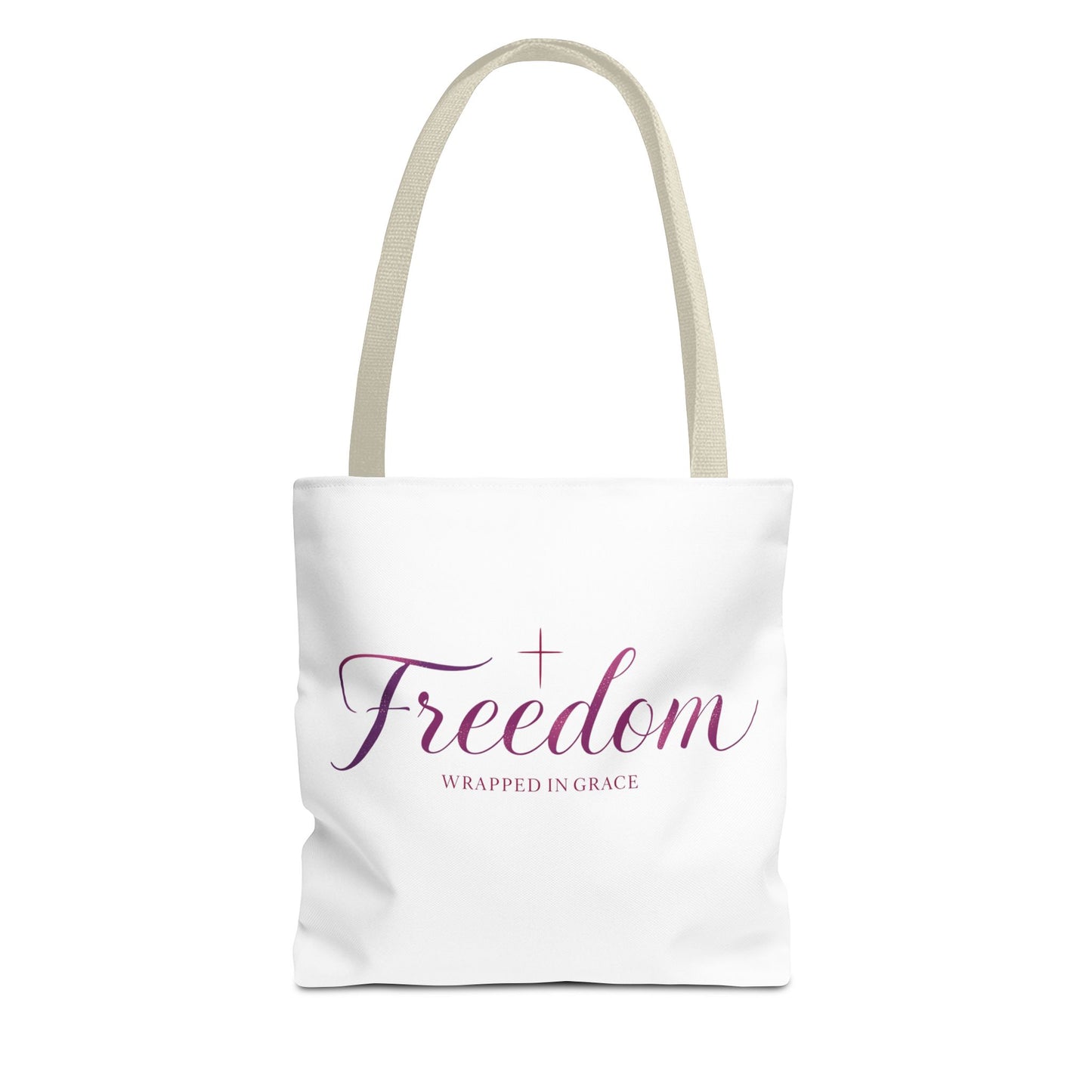 Freedom Tote Bag — "Freedom Wrapped in Grace" Inspirational Christian Canvas Tote