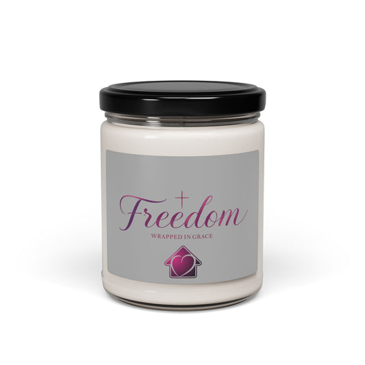 Christmas Freedom Soy Candle — "Freedom Wrapped in Grace" 9oz Scented Jar (Inspirational Christian Gift)