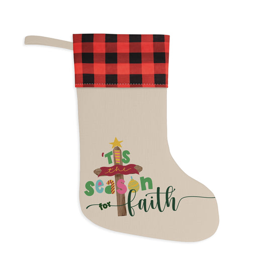 Christmas Stocking – “’Tis the Season for Faith” Buffalo Check Cuff Holiday Stocking