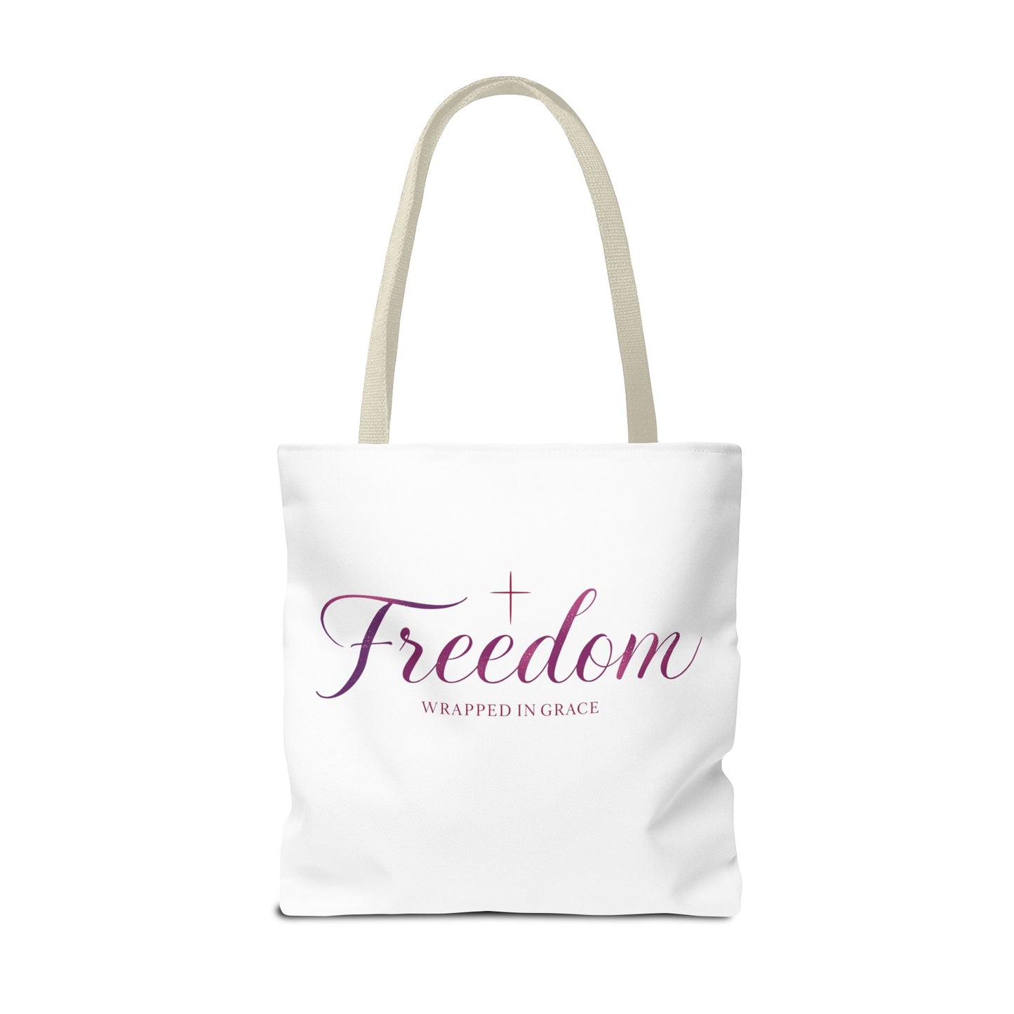 Freedom Tote Bag — "Freedom Wrapped in Grace" Inspirational Christian Canvas Tote
