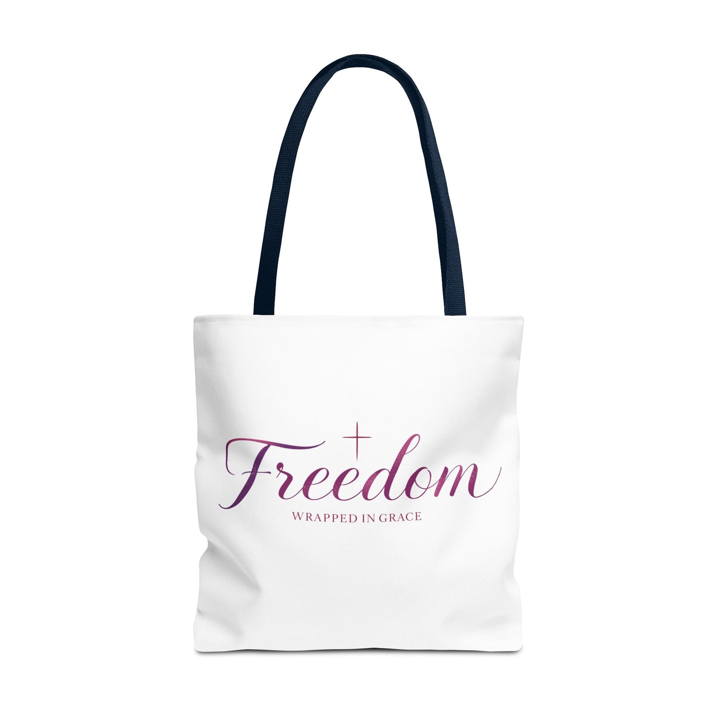 Freedom Tote Bag — "Freedom Wrapped in Grace" Inspirational Christian Canvas Tote