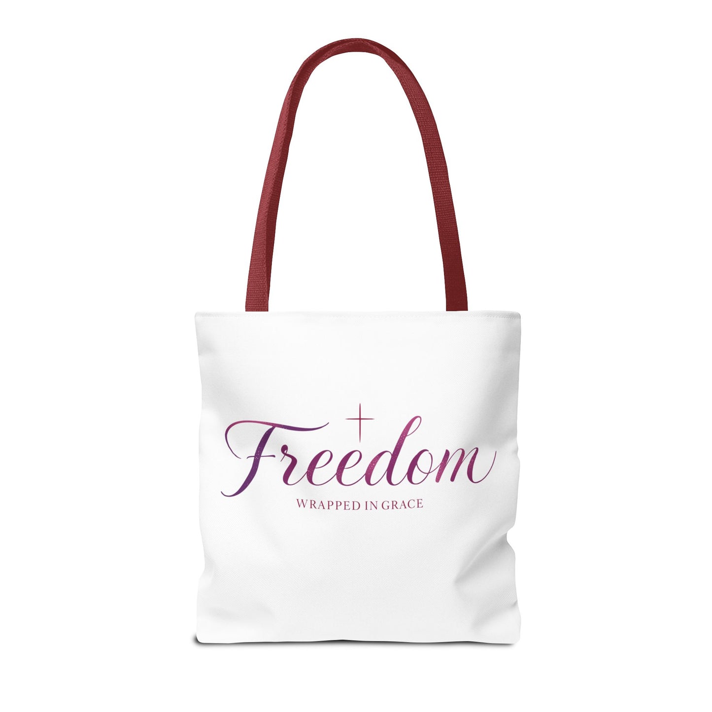 Freedom Tote Bag — "Freedom Wrapped in Grace" Inspirational Christian Canvas Tote