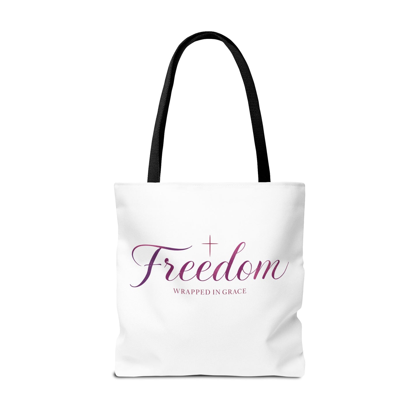 Freedom Tote Bag — "Freedom Wrapped in Grace" Inspirational Christian Canvas Tote