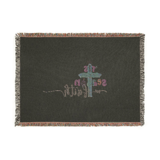 Faith Cross Woven Blanket — "It's Season of Faith" Inspirational Throw