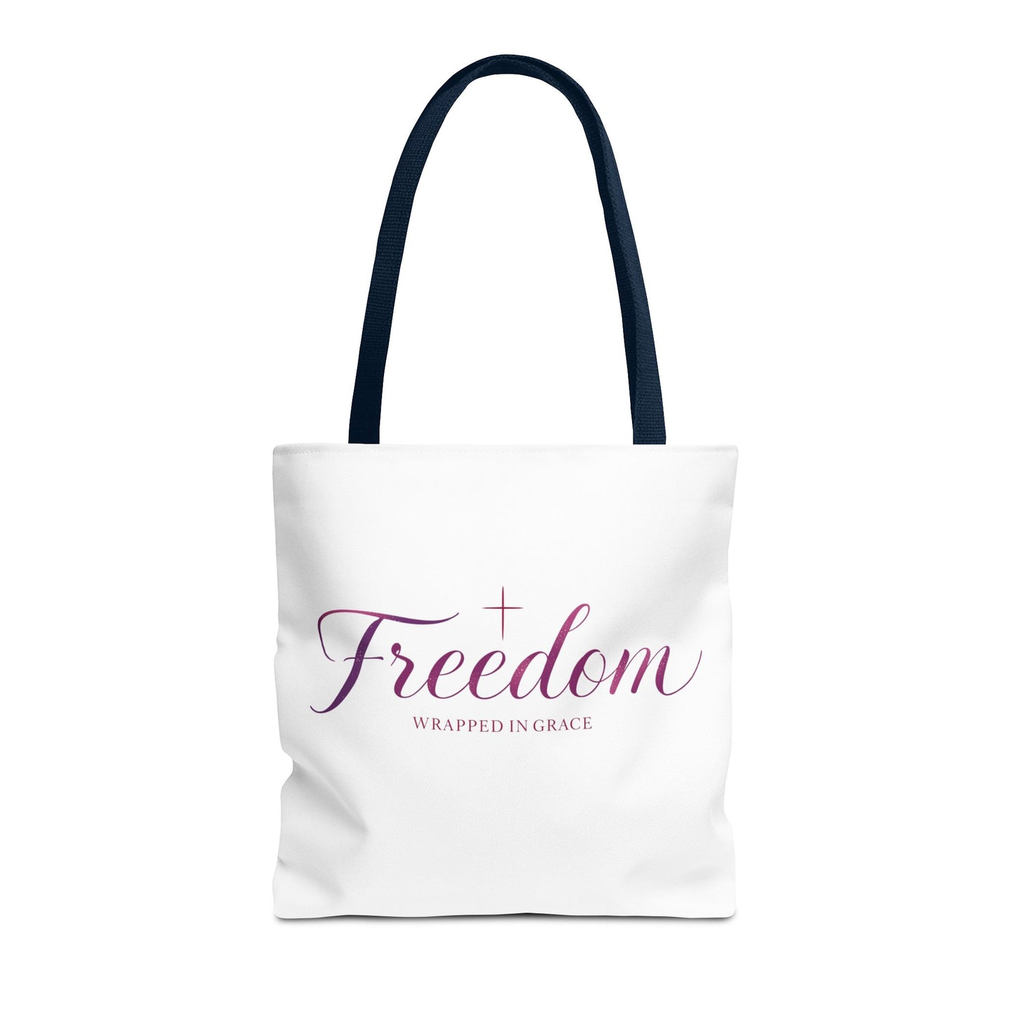 Freedom Tote Bag — "Freedom Wrapped in Grace" Inspirational Christian Canvas Tote