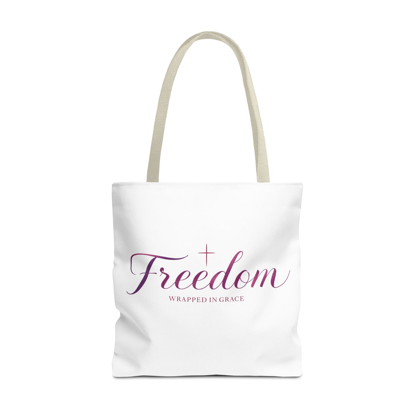 Freedom Tote Bag — "Freedom Wrapped in Grace" Inspirational Christian Canvas Tote