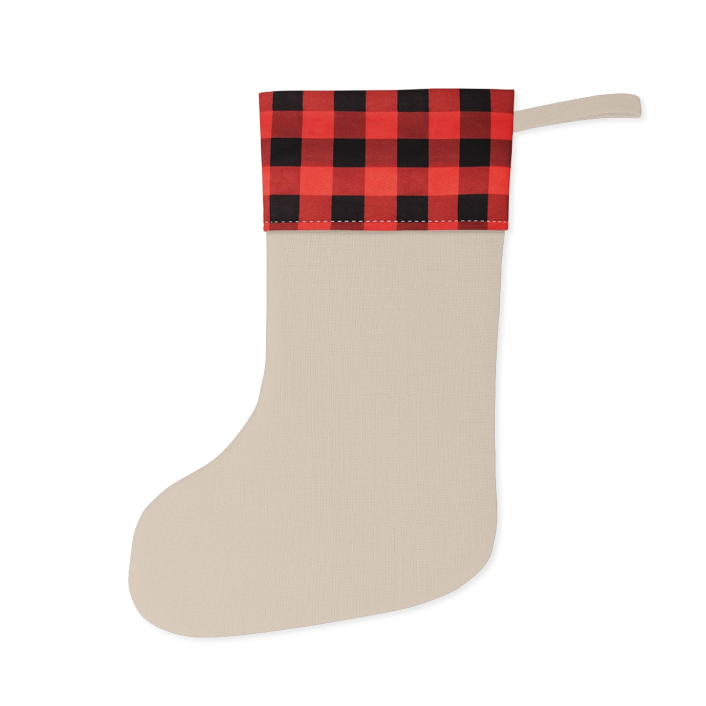Buffalo Plaid Christmas Stocking — 'Joy Love Peace' Holiday Stocking