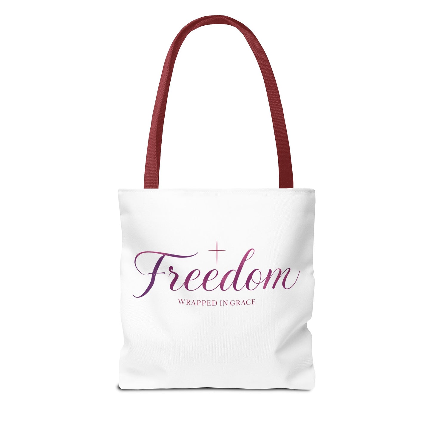 Freedom Tote Bag — "Freedom Wrapped in Grace" Inspirational Christian Canvas Tote