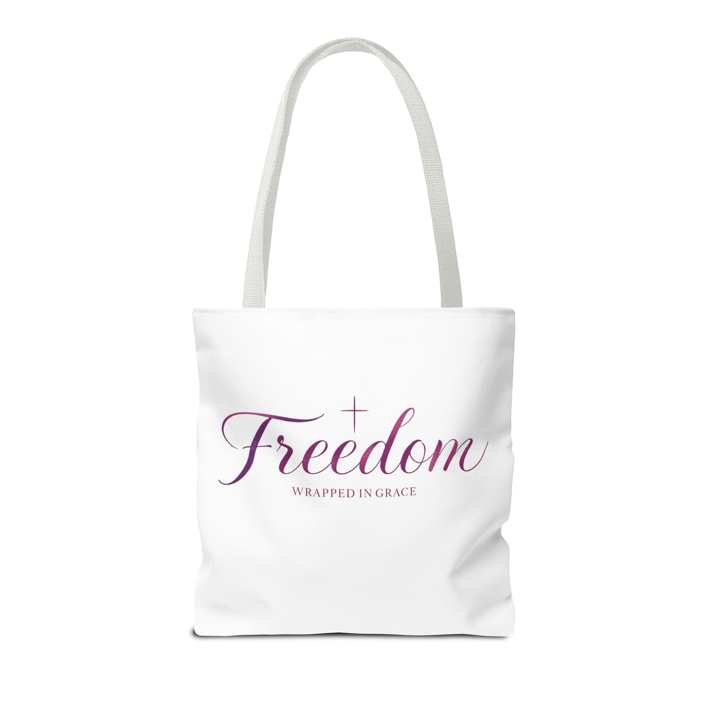 Freedom Tote Bag — "Freedom Wrapped in Grace" Inspirational Christian Canvas Tote