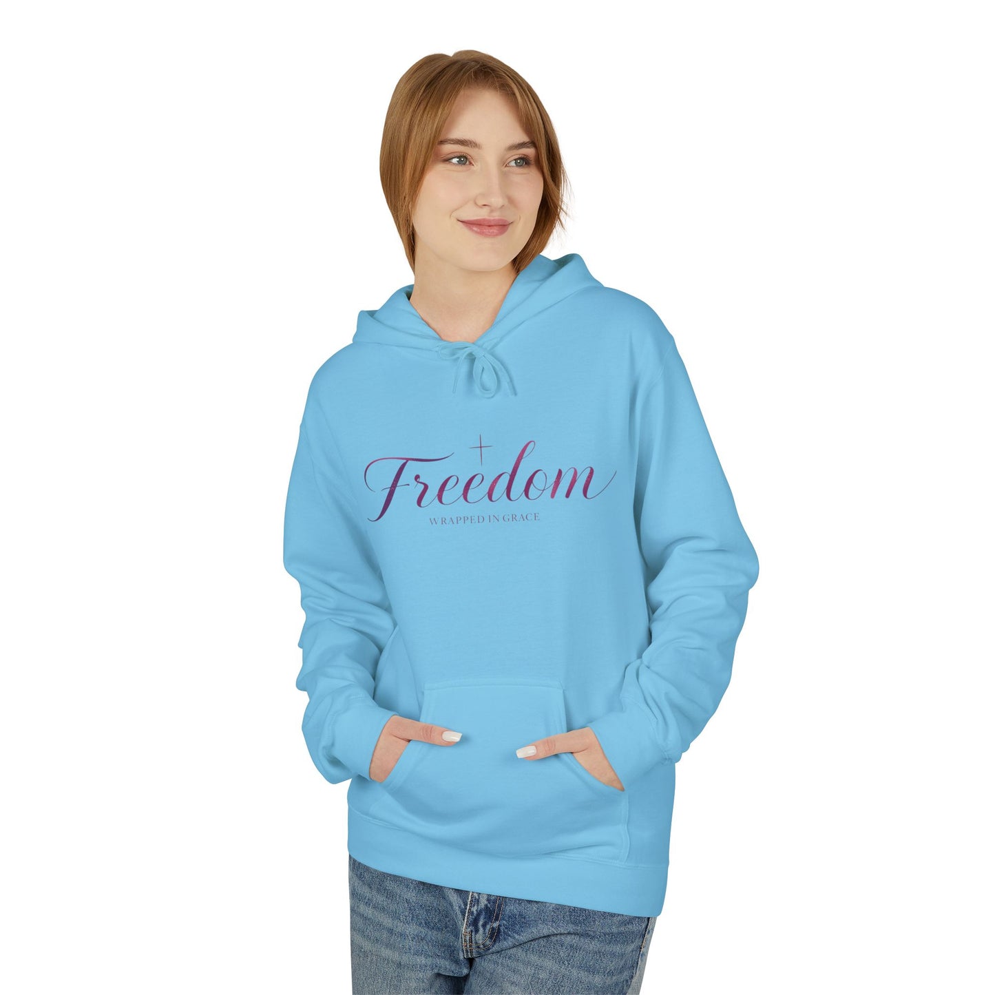 Freedom Hoodie — Inspirational "Freedom Wrapped in Grace" Fleece Pullover