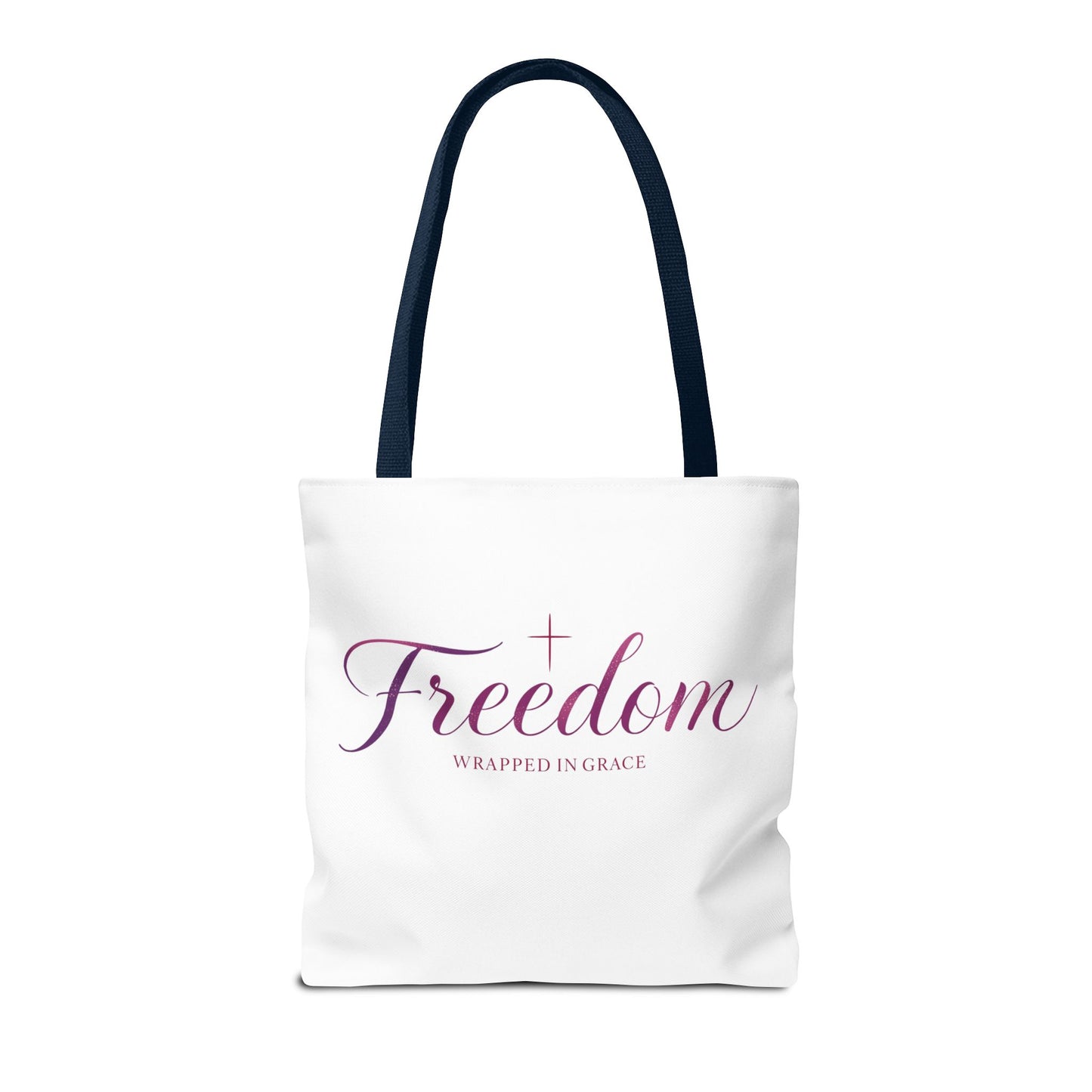 Freedom Tote Bag — "Freedom Wrapped in Grace" Inspirational Christian Canvas Tote